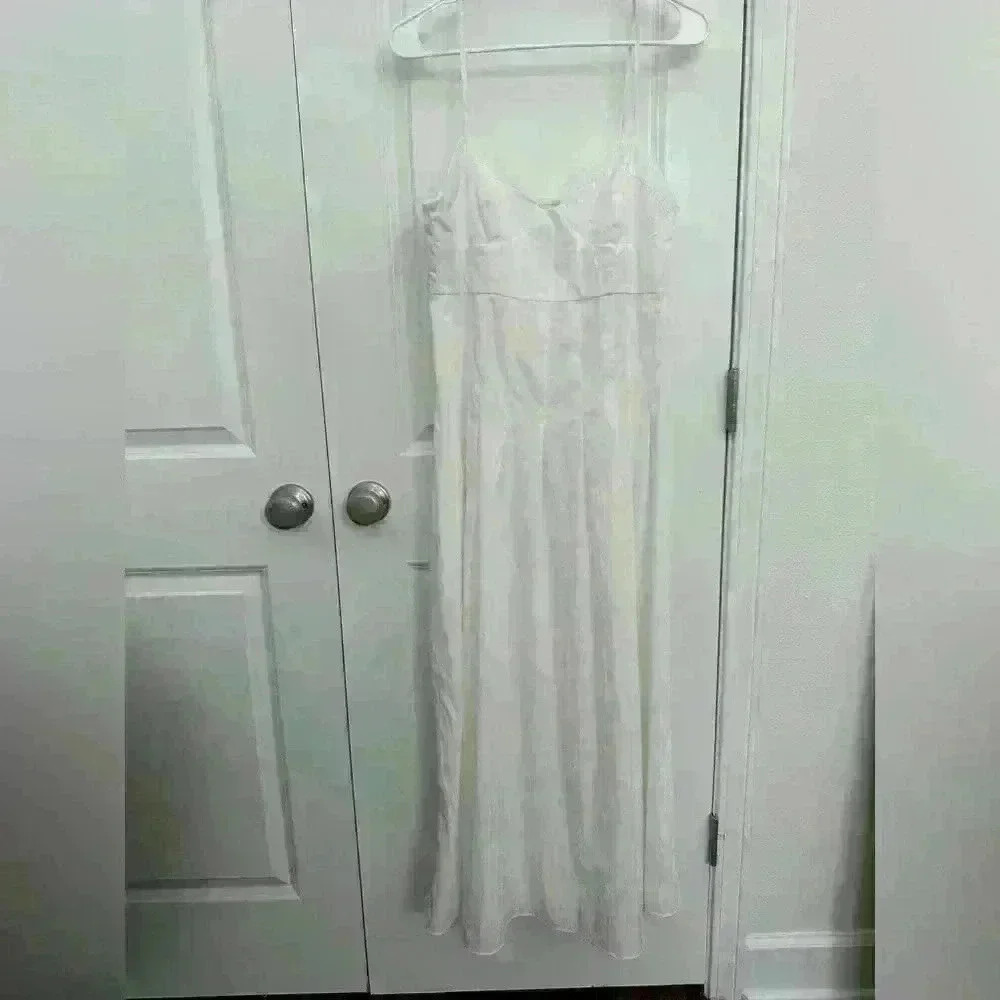 ZARA Poplin White Pleated Midi Dress Size L **Flaw see description - Picture 2 of 6